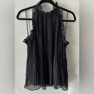 Vince Camuto Black Halter Top with Ruffle Detail